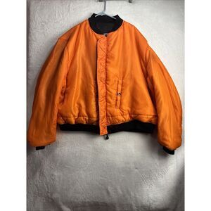 Halloween-Colored Puffer Jacket Men - Reversible Black And Orange XL